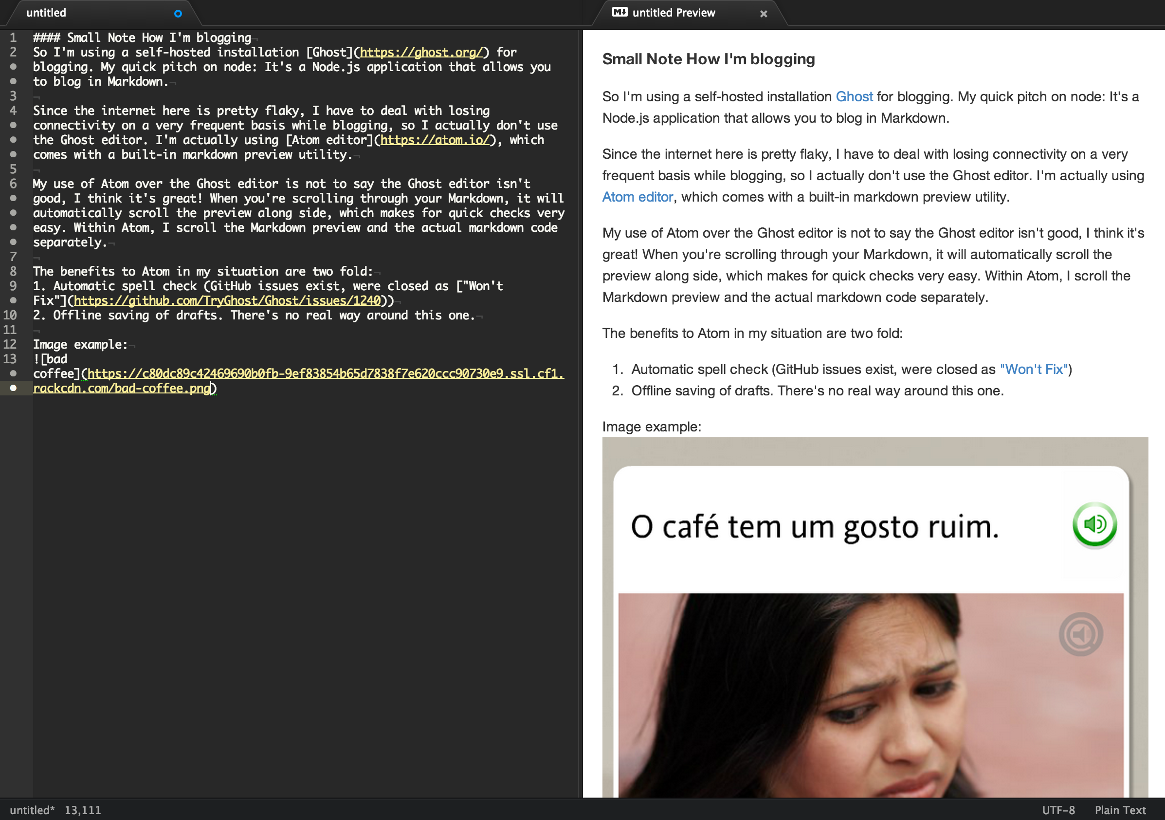 atom markdown editing